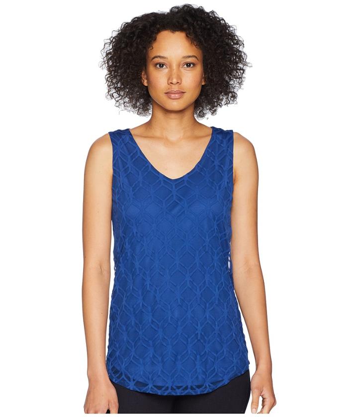 Tribal Diamond Burnout Sleeveless V-neck Top (pacific) Women's Sleeveless