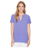 Michael Michael Kors Woven Mix Short Sleeve Chain Top (amethyst) Women's Short Sleeve Pullover