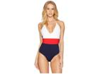 Tavik Chase One-piece Color Blocked (red/evening Blue) Women's Swimsuits One Piece