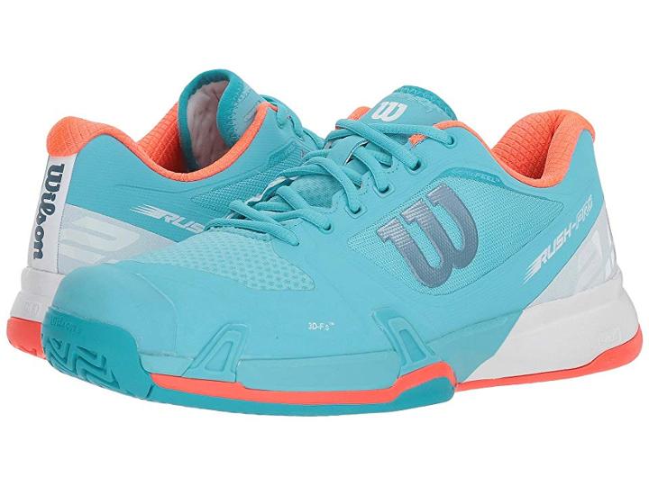 Wilson Rush Pro 2.5 (blue Curacao/white/fiery Coral) Women's Tennis Shoes