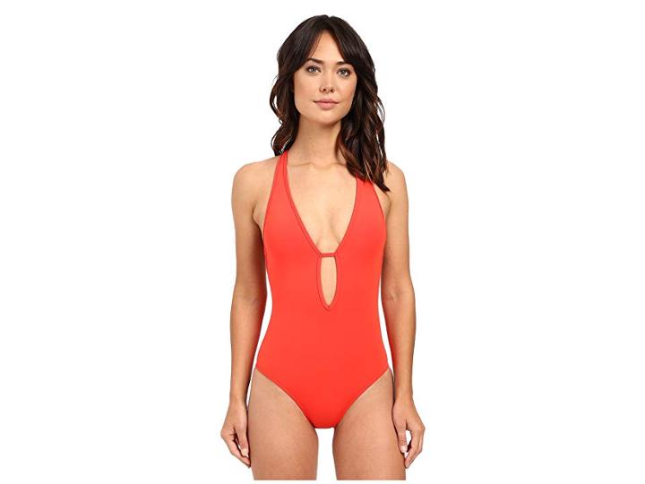 Jets Swimwear Australia Illuminate Plunge One-piece (flame) Women's Swimsuits One Piece