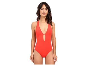 Jets Swimwear Australia Illuminate Plunge One-piece (flame) Women's Swimsuits One Piece