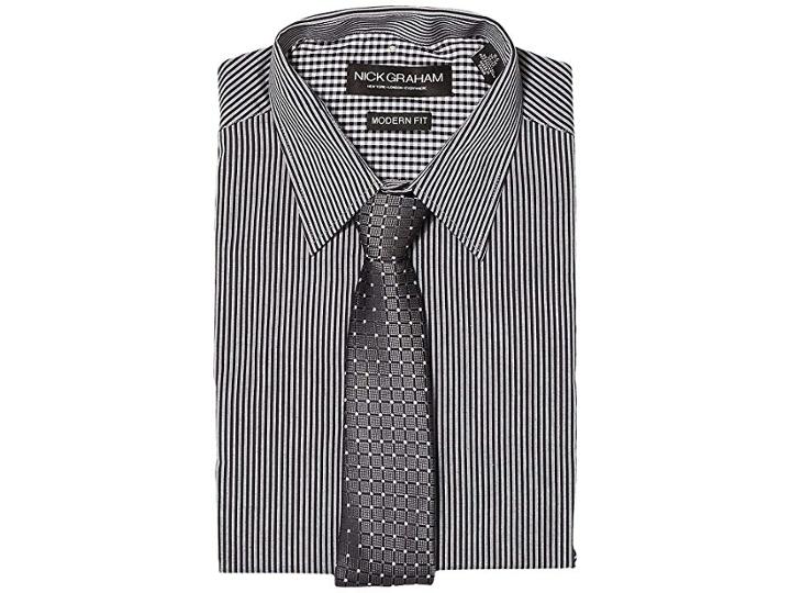 Nick Graham Fine Line Stripe (black/grey) Men's Clothing