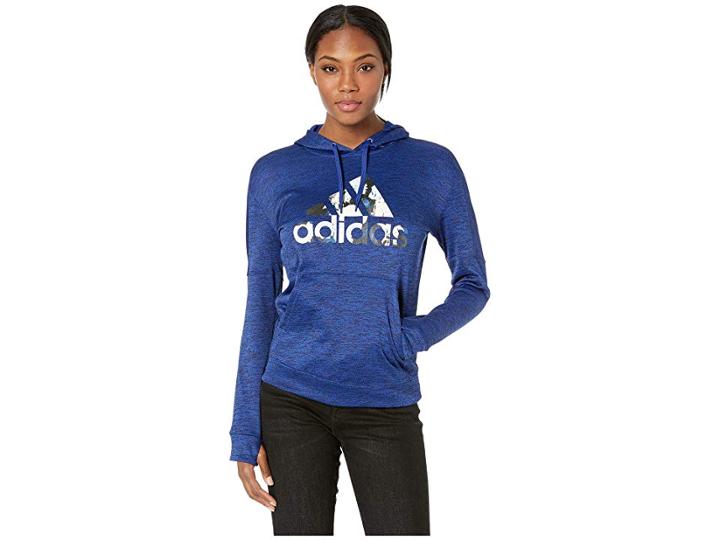 Adidas Badge Of Sport Floral Print Hoodie (mystery Ink) Women's Sweatshirt