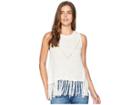Miss Me Loose Knit Fringe Top (white) Women's Clothing