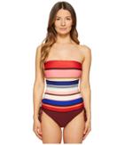 Kate Spade New York Miramar Beach #59 Adjustable Bandeau One-piece Swimsuit W/ Removable Soft Cups And Straps (multi) Women's Swimsuits One Piece