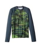 Columbia Kids Mini Breaker Printed Long Sleeve Sunguard (little Kids/big Kids) (cyber Green Print) Boy's Swimwear