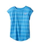 Nike Kids Stripe Heather Gradient Dri-fit Tee (little Kids) (comet Blue) Girl's T Shirt