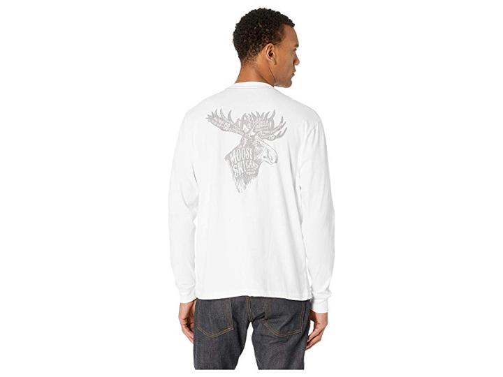 True Grit Vintage Moose Ski Camp Screen Print Long Sleeve Tee (optic White) Men's T Shirt
