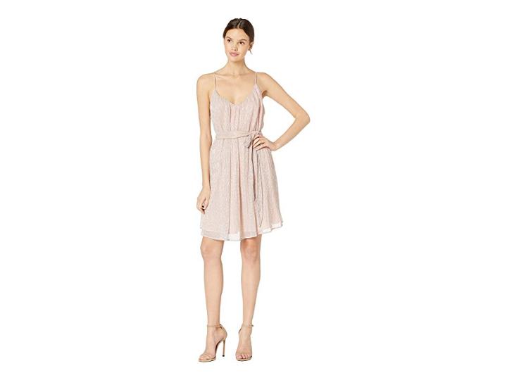 Miss Me Tie Waist Pleated Swing Dress (pink) Women's Dress