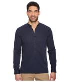 Calvin Klein Stripe Pieced Button Down Shirt (black Iris) Men's Clothing