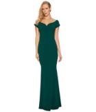 Badgley Mischka Stretch Crepe Off The Shoulder (emerald) Women's Dress