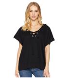 Sanctuary Beach Comber Lace-up Hoodie (black) Women's Sweatshirt