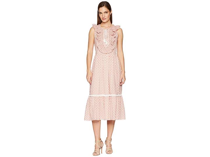 Kate Spade New York Arrow Stripe Lace-up Dress (fresh White/conch Shell) Women's Dress
