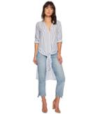 Bishop + Young Stripe Front Tie Tunic (blue/white Stripe) Women's Clothing