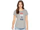 The Original Retro Brand Red Wine And Blue Rolled Short Sleeve Mocktwist Tee (mocktwist Heather Grey) Women's T Shirt