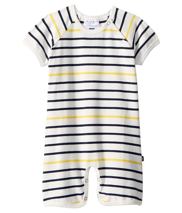 Toobydoo Sunshine Stripe Shortie Jumpsuit (infant) (yellow/navy) Boy's Jumpsuit & Rompers One Piece