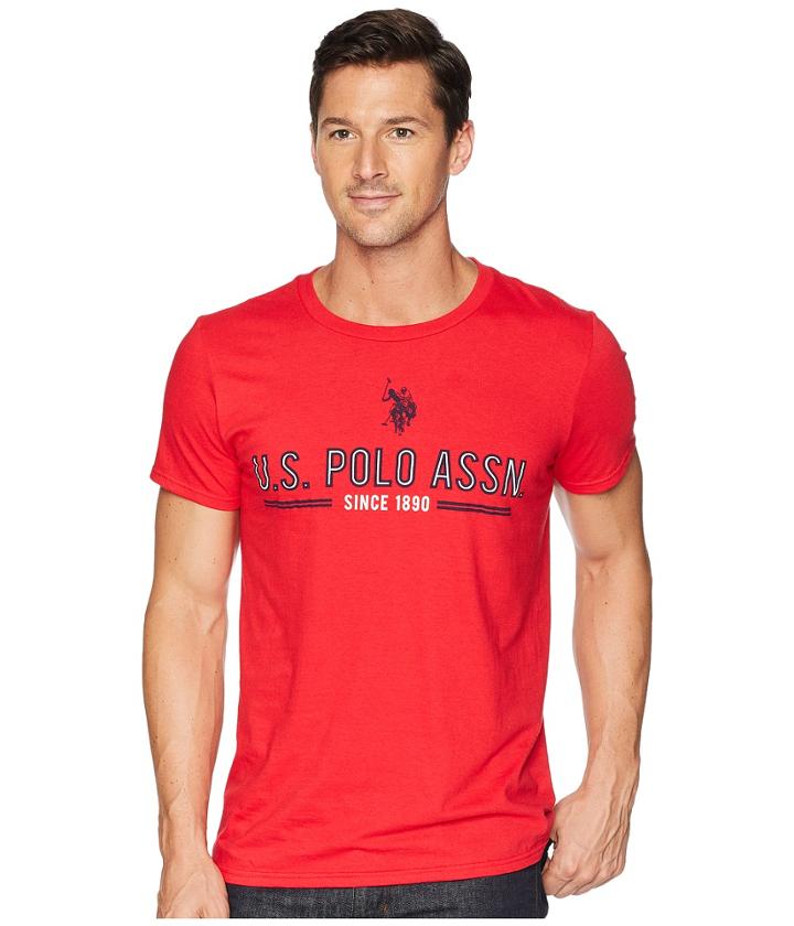 U.s. Polo Assn. Uspa Medium Chest Crew Tee (engine Red) Men's Short Sleeve Pullover