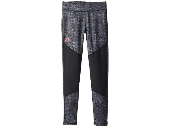 Under Armour Kids Novelty Coldgear Leggings (big Kids) (black/black/penta Pink) Girl's Casual Pants