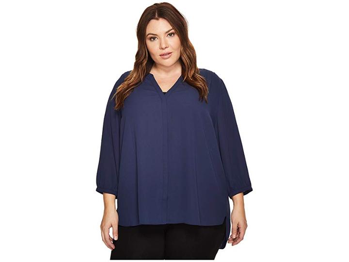 Nydj Plus Size Plus Size Pintuck Blouse (peacoat) Women's Blouse