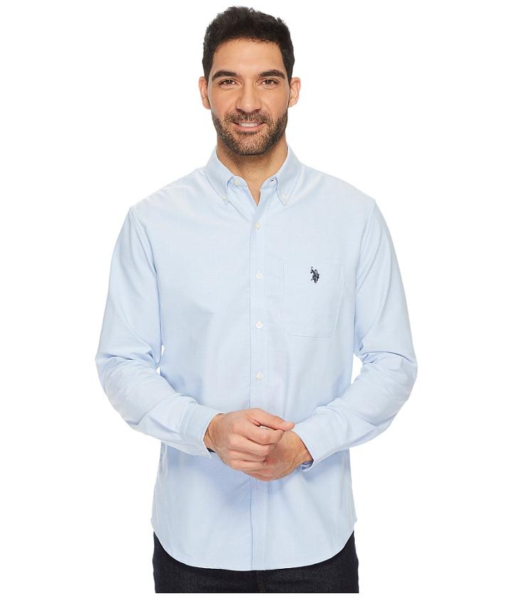 U.s. Polo Assn. Classic Fit Long Sleeve Sport Shirt (light Blue) Men's Clothing