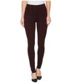 Liverpool Reese Ankle Leggings With Slimming Waist Panel In Texture Plaid Ponte Knit In Petite Syrah (petite Syrah) Women's Jeans