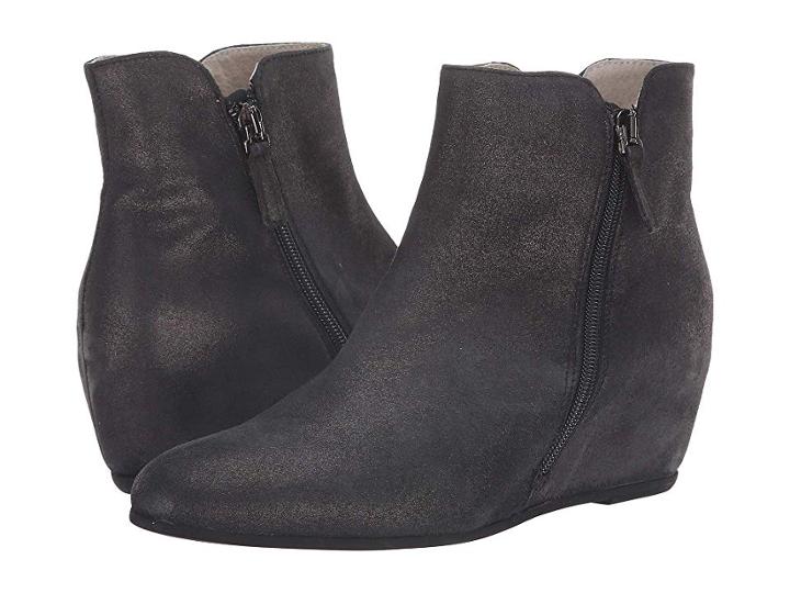 French Sole Magic Wedge Bootie (black Metallic Suede) Women's Shoes