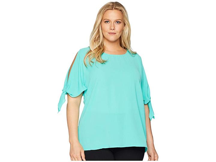 Michael Michael Kors Plus Size Cold Shoulder Bow Top (aqua) Women's Clothing
