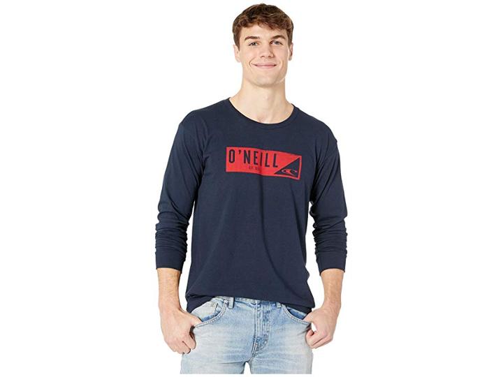 O'neill Wedge Long Sleeve Screen Tee (navy) Men's T Shirt