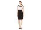 Anne Klein Color Block Scallop Trim Knit Dress (anne Black/anne White) Women's Dress