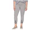 Hue Plus Size Embroidered Hem Cotton Skimmer Leggings (grey Heather) Women's Casual Pants