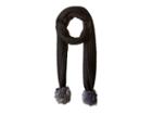 Hat Attack Soft Rib Scarf With Faux Fur Poms (black/natural Grey Poms) Scarves