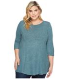 B Collection By Bobeau Plus Size Brushed Babydoll Hemline Knit (frosted Teal) Women's Sweater