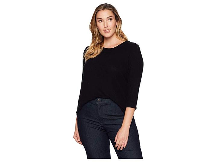 Karen Kane Plus Plus Size 3/4 Sleeve Top (black) Women's Clothing
