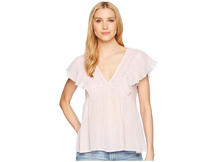 Lucky Brand Stripe Phoebe Top (red Multi) Women's Clothing