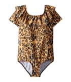 Mini Rodini Leopard Short Sleeve Swimsuit (infant/toddler/little Kids/big Kids) (beige) Girl's Swimsuits One Piece