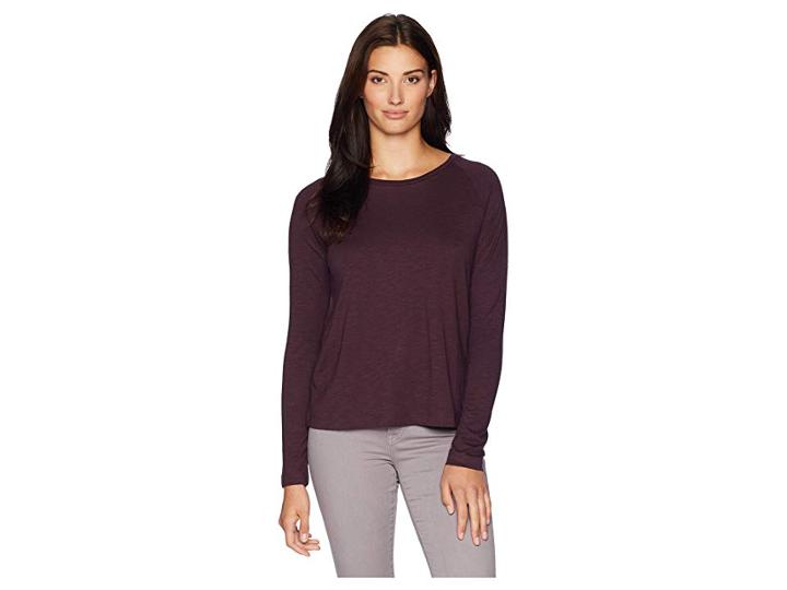 Lilla P Long Sleeve Pleat Back Tee (fig) Women's Clothing