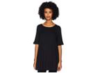 Eileen Fisher Lightweight Viscose Jersey Jewel Neck Elbow Sleeve Tunic (black) Women's Clothing