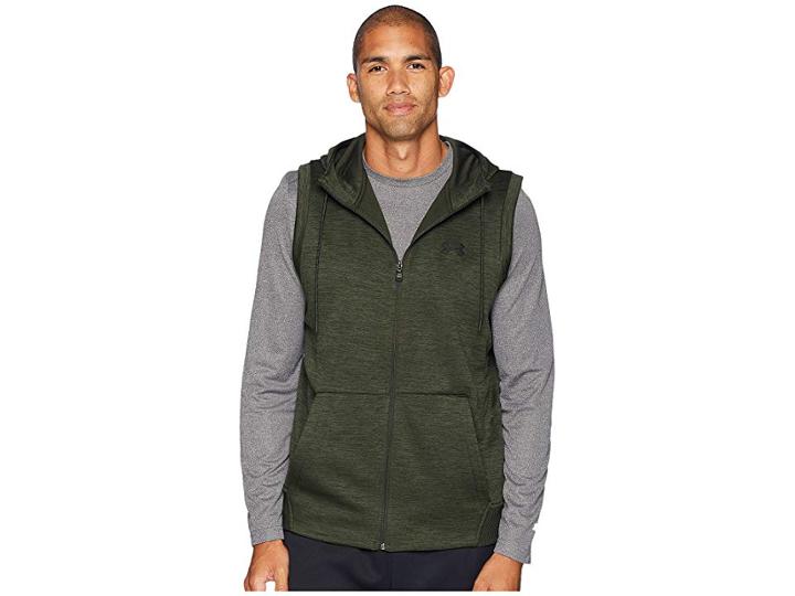 Under Armour Armour Fleece Sleeveless Full Zip Hoodie (artillery Green/black) Men's Sweatshirt