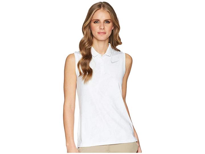 Nike Golf Dry Polo Sleeve Sub Print (white/flat Silver) Women's Clothing