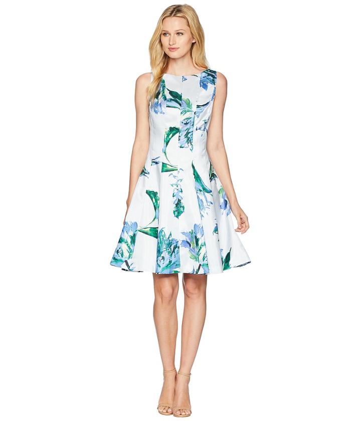 Gabby Skye Shantung Seam Down Fit-and-flare Dress (powder/peri) Women's Dress