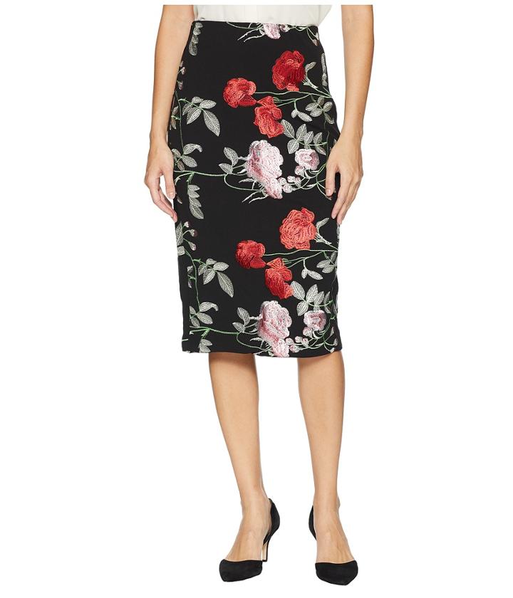 Eci Embroidered Crape Back Stretch Glitter (black/blush) Women's Skirt