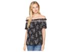 Cece Off The Shoulder Dancing Bouquets Top (rich Black) Women's Clothing