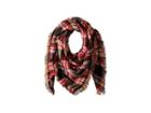 Vince Camuto Plaid Floral Double Face Blanket Square (black/red) Scarves
