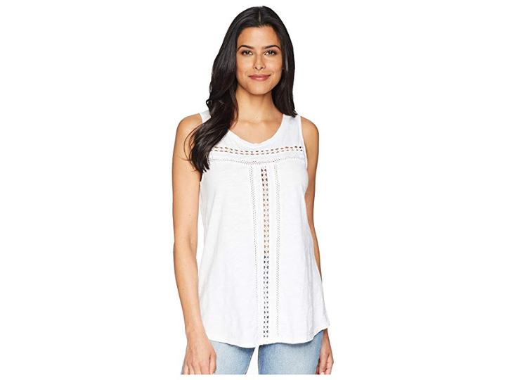 Mod-o-doc Slub Jersey Swingy Tank Top With Lace Trim (white) Women's Sleeveless