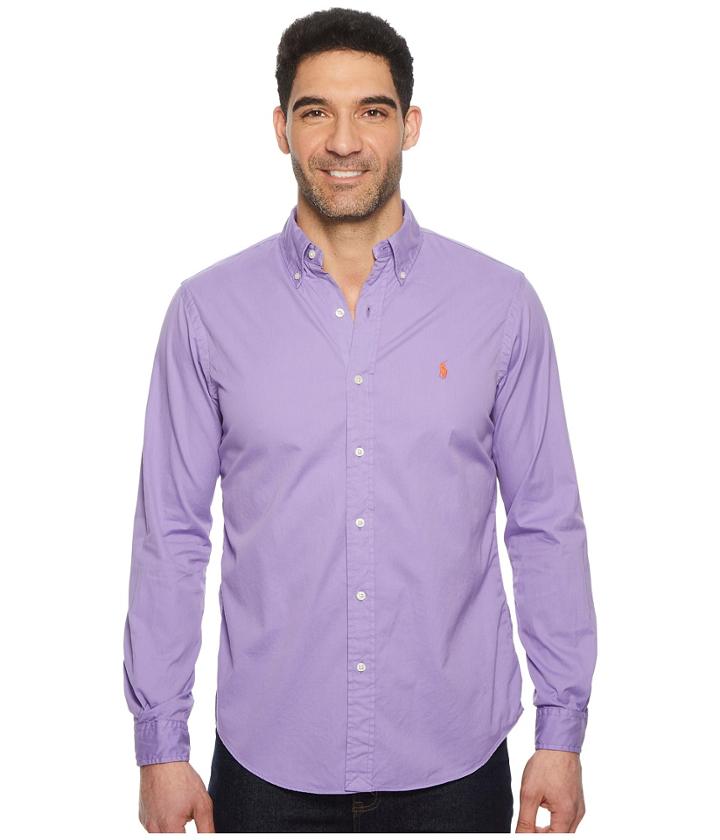 Polo Ralph Lauren Gd Chino Long Sleeve Sport Shirt (spring Violet) Men's Clothing