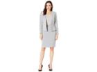Tahari By Asl Collarless Bar Snap Closure Skirt Suit (silver Grey) Women's Suits Sets