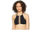 The Bikini Lab Solid Strappy High Neck Bikini Top (black) Women's Swimwear