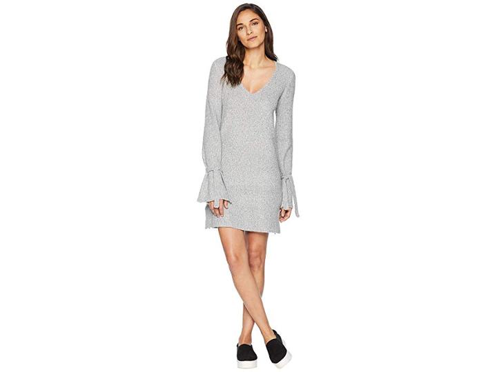 Cupcakes And Cashmere Jennibelle V-neck Sweater Dress (heather Grey) Women's Dress