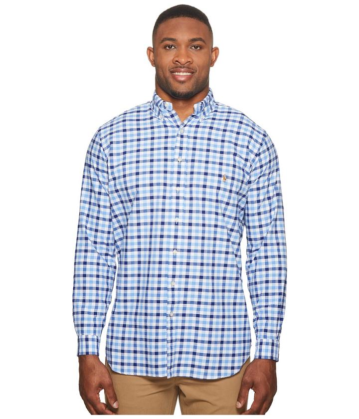 Polo Ralph Lauren Big Tall Oxford Long Sleeve Sport Shirt (multi Blue/white) Men's Clothing